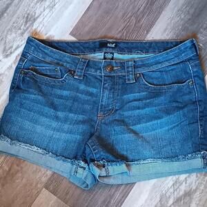 ana Shorts Womens 12 Blue Jean Denim Cuffed Cut Off Raw Hem Med Wash